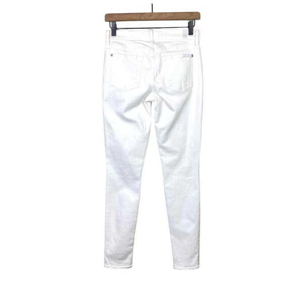 7 for all Mankind The Skinny White Denim Low Rise Classic Basic Slim Jeans - Picture 2 of 9